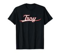 Troy New York Michigan Vintage Varsity Distressed Throwback T-Shirt