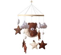 TROYSINC Carillon mobile pour bébé - Ours miniature - Éléphant - Mobile - En bois avec balles en feutre - Pour lit de bébé garçon et fille (#A)
