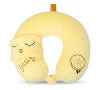 TROYSINC Coussin de voyage pour avion avec masque pour les yeux, coussin de nuque, appui-tête, coussin de sommeil pour enfants et adultes, pour la maison et le bureau, jaune citron