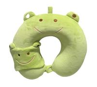 TROYSINC Coussin de voyage pour avion avec masque pour les yeux - En coton à mémoire de forme - Pour enfants et adultes - Pour la maison et le bureau - Grenouilles