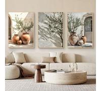TROYSINC Ensemble de 3 images vintage d'Olivier, poster esthétique d'Olivier en pot, plante en pot, décoration murale Italie Grèce, pour salon, sans cadre (50x70cm,B)