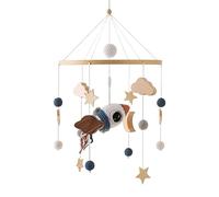 TROYSINC Lit de bébé - Carillon éolien mobile en bois - Cloche de lit suspendue - Cadeau pour bébé fille ou garçon - Jouet hochet (fusée)