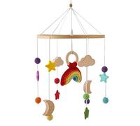 TROYSINC Lit de bébé, mobile, carillon éolien, en bois, mobile, clochette de lit, cadeau pour bébé fille ou garçon, jouet hochet (arc-en-ciel)