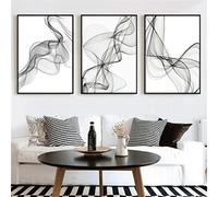 TROYSINC Lot de 3 posters conçus - Noir et blanc - Moderne - Tableau mural abstrait - Sans cadre - Pour salon - 50 x 70 cm