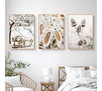 TROYSINC Lot de 3 posters de qualité supérieure - Hiver - Élan - Maison en bois - Art mural - Impression sur toile - Décoration murale pour salon - Sans cadre - C, 40 x 50 cm