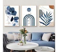 TROYSINC Lot de 3 posters - Tableau mural - Bleu abstrait moderne - Pour salon, chambre à coucher et salle à manger - Sans cadre - 40 x 50 cm
