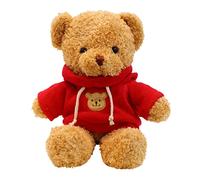 TROYSINC Ours en peluche douce à capuche - Imprimé pattes - Peluche - Cadeau - Rouge - 50 cm