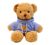 TROYSINC Ours en peluche en fourrure douce avec capuche - Impression de pattes - Cadeau (bleu, 50 cm)