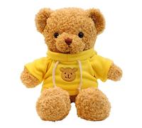 TROYSINC Ours en peluche en fourrure douce avec capuche - Impression de pattes - Cadeau (jaune, 30 cm)