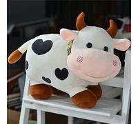 TROYSINC Peluche vache avec écharpe, doudou doux d'environ 28 cm, joli coussin de dessin animé, cadeaux créatifs pour adultes et enfants (blanc)