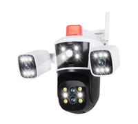 TRPLFGHZ Caméra de sécurité, Caméra de Surveillance Intelligente for Maison avec Zoom PTZ 10X, Quatre objectifs, Vue panoramique à 360 °, vidéo 16 MP 8K, Piste vidéosurveillance(Cam Add 128G Card)