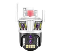 TRPLFGHZ Caméra de sécurité, Caméra PTZ 8K 16MP à Quatre objectifs, Trois écrans, Suivi Humain AI, caméra IP de Surveillance CCTV sécurité extérieure(8K Add 64G Card)