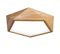 TRPYA Plafonnier, plafonnier à Grains de Bois LED plafonnier pentagonal, Bois Massif chêne Nordique Style, Chambre Salon (Color : White Light, Size : 42cm24W)