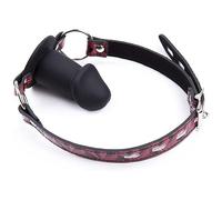 TRQOYTU Jeux SM Avec Bâillon Et Ligotage, Bâillon Avec Gode, BDSM, Fétichisme Sexuel Extrême, Gode En Silicone Amovible, Dispositif En Cuir Réglable S'adaptant À Différentes Tailles De Tête