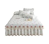 TRQQWEQQ 180 * 200cm Coton Jupe De Lit À Volants Et Cantonnières 3 Pièces 45cm/17.7in Draps De Lit Dentelle Housse sur Le Lit Enveloppante Literie Et Taies d'oreiller(I,King XL-180 * 220)