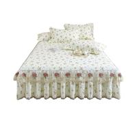 TRQQWEQQ 180 * 200cm Coton Jupe De Lit À Volants Et Cantonnières 3 Pièces 45cm/17.7in Draps De Lit Dentelle Housse sur Le Lit Enveloppante Literie Et Taies d'oreiller(B,Full/Double-120 * 200)