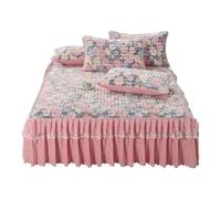 TRQQWEQQ 3 Pièces Jupe De Lit À Volants Polaire Bouffante Roi Taille 35cm/13.8in Jupe Dessus De-lit Housse De Protection Enveloppante Parure De Lit Literie Et Taies d'oreiller(C,King XL-180 * 220)
