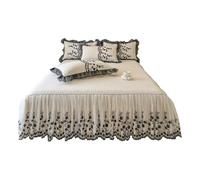 TRQQWEQQ 3pcs Fibres Synthétiques Jupe À Volants en Dentelle Jupe De Lit 59×79in 45cm/17.7in Enveloppante en Dentelle Parure De Lit Jupe Dessus De-lit Housse De Protection(Gray A,Queen-150 * 200)