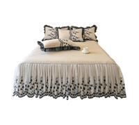 TRQQWEQQ 3pcs Fibres Synthétiques Jupe À Volants en Dentelle Jupe De Lit 59×79in 45cm/17.7in Enveloppante en Dentelle Parure De Lit Jupe Dessus De-lit Housse De Protection(Camel,King-180 * 200)