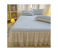 TRQQWEQQ 59×79in Coton Lavé Jupe De Lit À Volants Et Cantonnières 3pcs 40cm/15.7in Couvre-lit Enveloppante Couvre-lit Matelassé Goutte À Volants Parure De Lit(D,King-180 * 200)