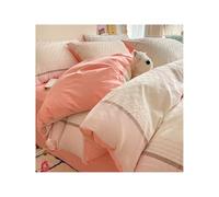 TRQQWEQQ Coton Housse De Couette 200x230cm Satin Réversible Parure De Lit 4 Pièces Bedding Soyeux Brillant Doux Imprimée Duvet Cover Drap Housse Taies d'oreiller(Pink B,King-XL/200cm)