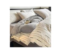 TRQQWEQQ Coton Housse De Couette 200x230cm Satin Réversible Parure De Lit 4 Pièces Bedding Soyeux Brillant Doux Imprimée Duvet Cover Drap Housse Taies d'oreiller(Gray A,King-XL/200cm)