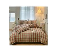 TRQQWEQQ Coton Pur Bedding Housse De Couette 200x230 Cm Parure De Lit Douce Rafraîchissante Anti-froissement 4 Pièces Duvet Cover Drap Housse Taies d'oreiller(I,King/180cm)