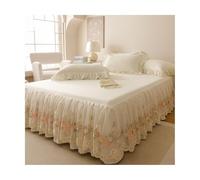 TRQQWEQQ Ensemble de 3 pièces avec jupe de lit en dentelle pour grand lit - Couvre-lit enveloppant en coton lavable - Drap-housse à volants de chute de 45 cm - Textile d'intérieur (blanc B, très grand