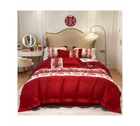 TRQQWEQQ Fibres Synthétiques Parure De Lit 4 Pièces Couette Housse De Couette 200x230cm Drap Housses Taies D'oreillers Imprimée Ensemble De Literie(H,King-XL/200cm)
