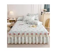 TRQQWEQQ Parure De Lit en Coton Pur 3 Pièces Attaches Antidérapantes Renforcées Volants Élégamment Détachés sur La Jupe De Lit(S,Super/CK King-200 * 220)