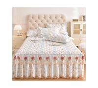 TRQQWEQQ Parure De Lit en Coton Pur 3 Pièces Attaches Antidérapantes Renforcées Volants Élégamment Détachés sur La Jupe De Lit(J,King XL-180 * 220)