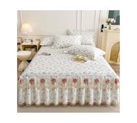 TRQQWEQQ Parure De Lit en Coton Pur 3 Pièces Attaches Antidérapantes Renforcées Volants Élégamment Détachés sur La Jupe De Lit(P,King-180 * 200)