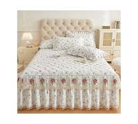 TRQQWEQQ Parure De Lit en Coton Pur 3 Pièces Attaches Antidérapantes Renforcées Volants Élégamment Détachés sur La Jupe De Lit(F,King XL-180 * 220)