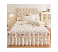 TRQQWEQQ Parure De Lit en Coton Pur 3 Pièces Attaches Antidérapantes Renforcées Volants Élégamment Détachés sur La Jupe De Lit(A,Super/CK King-200 * 220)