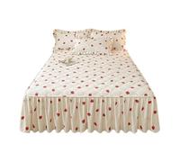 TRQQWEQQ Roi Taille Jupe De Lit À Volants Coton 3 Pièces 40cm/15.7in Couvre-lit Matelassé Enveloppante Parure De Lit Literie Et Taies d'oreiller(L,Super/CK King-200 * 220)