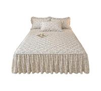 TRQQWEQQ Roi Taille Jupe De Lit À Volants Coton 3 Pièces 40cm/15.7in Couvre-lit Matelassé Enveloppante Parure De Lit Literie Et Taies d'oreiller(I,Super/CK King-200 * 220)