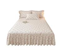 TRQQWEQQ Roi Taille Jupe De Lit À Volants Coton 3 Pièces 40cm/15.7in Couvre-lit Matelassé Enveloppante Parure De Lit Literie Et Taies d'oreiller(C,King-180 * 200)