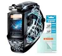 TRQWH Casque de soudeur auto-obscurcissant à grande vue avec capote de soudage à énergie solaire avec 4 capteurs d'arc réglables Large gamme d'ombres 4 ~ 5-8/9-13 pour soudeur TIG MIG ARC