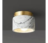 TRQZNLEP Petit Plafonnier Encastré En Laiton, Spot Cylindrique Moderne Vert Nordique Avec Abat-Jour En Marbre, Idéal À Proximité Du Plafond Pour Couloirs, Salles Dens, Balcons, Escaliers/White