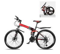 TRQZNLEP Vélos de Montagne Pliants 24 Pouces 21/24/27/30 Vitesses Variables Tout Terrain, Vélo Tout-Terrain Pliable Rapide pour Adulte, Cadre en Acier À Haute Teneur en Carbone, Double Absorption des
