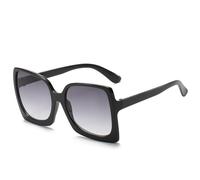 TRRDB Lunettes de soleil à la mode à large cadre, lunettes de soleil célébrités Internet, visage mince, personnalité, tendance, lunettes de soleil de tir dans la rue, noir/gris, 143*146*62mm