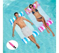 Trrrioosy Pool Floats Set de 2 Pièces Hamac Gonflable à l'eau Hamac à Eau 4 en 1 pour Adultes Chaise de Piscine Pliable Salon de l'eau avec Pompe à Air Party Toys