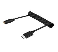 TRRS Femelle vers Type-C USB-C Male Live Microphone Adaptateur Audio Cable Enroulé à Ressort pour 3.5mm DJI OSMO Pocket Smartphones Cable S'étendant à 100cm
