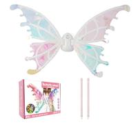Trrymbbe 1 Set Butterfly Wing avec Sangle à Ange électrique réglable avec des lumières LED et des Filles de Musique Costume de fée pour Enfants Halloween Valentin d'anniversaire Noël Noël Cadeaux