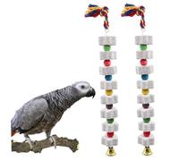 Trrymbbe 2pcs Stone de broyage du Bec d'oiseau, 13, 8 Bloc minéral pour Les Oiseaux avec Une Cloche, de Perroquet Suspendu