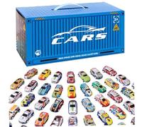 Trrymbbe 48pcs / Set Voitures de Course Simulation drôle de Traction Voitures avec des Jouets Garage intégrés Mini Tirette pour garçons pour Les Tout-Petits-Tout-bassins, Bluerace