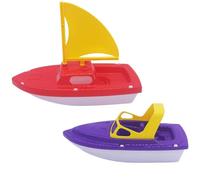 Trrymbbe Bateaux Jouets 2 pièces, Petit Bateau en Plastique Amusant, Jouet de Bain, Hors-Bord léger et voilier pour Jeux d'été sur la Plage, la Piscine et Le Jardin