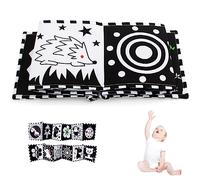 Trrymbbe Black and White High Contrast Tissu Livre bébé Toys Sensory Toys Style Baby Sensory Cartes Livre Cot Douleur pour Les Cadeaux de Douche Nouveau-nés