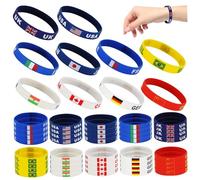 Trrymbbe Bracelets en caoutchouc 50 pièces 10 bracelets en silicone drapeau de pays en caoutchouc de drapeau national patriotiques pour les événements cadeaux fans sport
