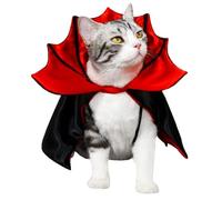 Trrymbbe Costume de Chat Vampire, Cape d'aile de Chauve-Souris, Costumes d'halloween avec Cravate, Cape Vampire Cosplay 'Halloween pour Petits Chiens et Chats, Rouge